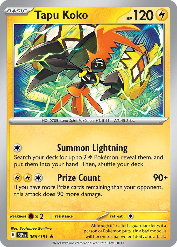 Tapu Koko - 65/191 - Reverse Holofoil - NM - Rare - Surging Sparks