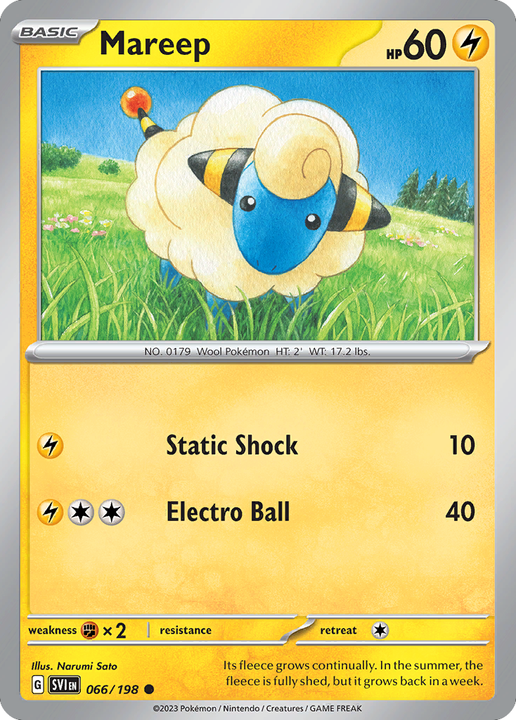 Mareep - 66/198 - Normal - NM - Common - Scarlet & Violet