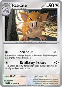 Raticate 061 088 - 61 - Normal - NM - Uncommon - Perfect Order