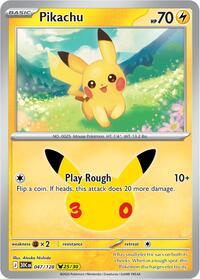 Pikachu - 47/128 - Holofoil - NM - Pikachu Rare - 30th Celebration