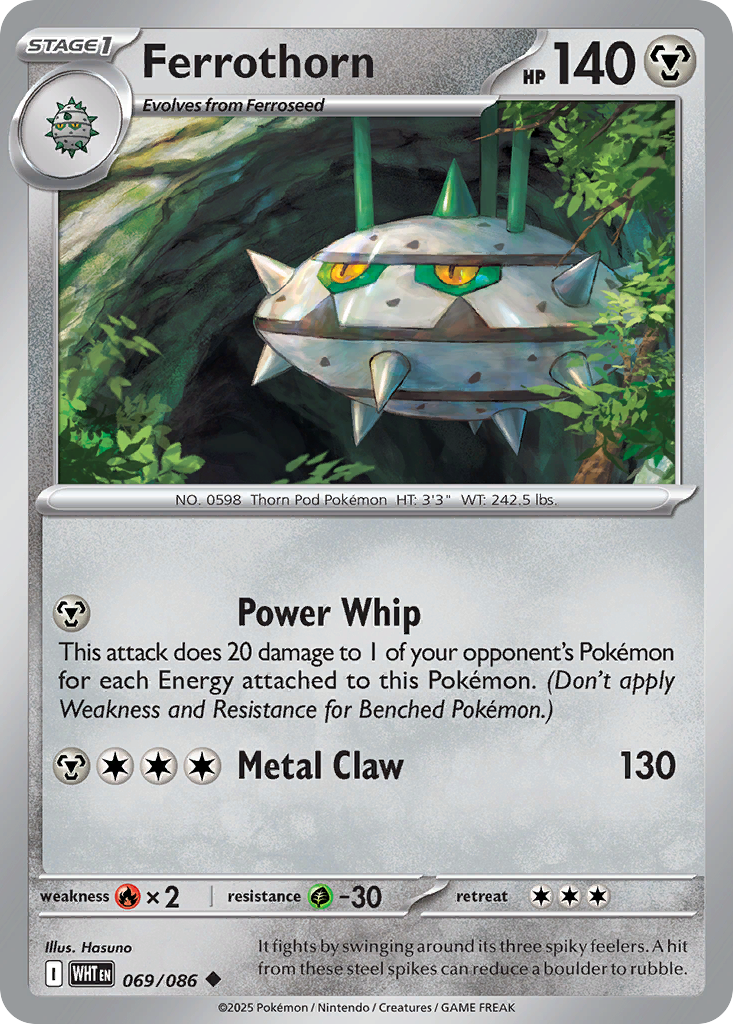 Ferrothorn - 69/86 - Reverse Holofoil - NM - Uncommon - White Flare