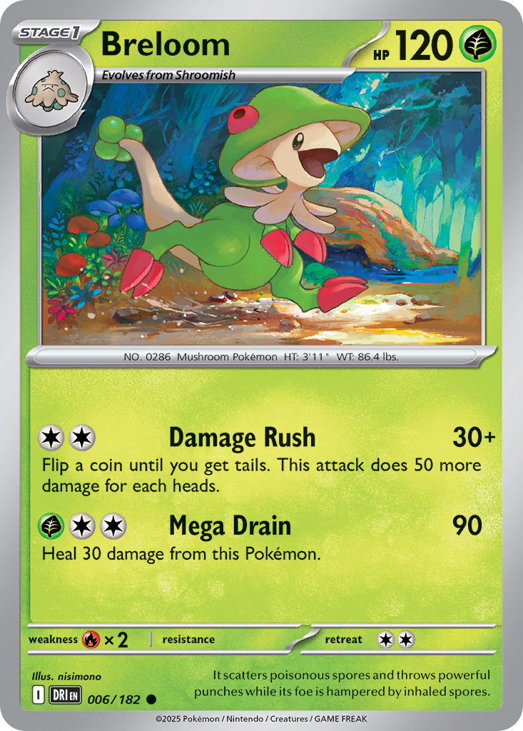 Breloom - 6/182 - Normal - NM - Common - Destined Rivals