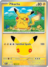 Pikachu - 50/128 - Holofoil - NM - Pikachu Rare - 30th Celebration