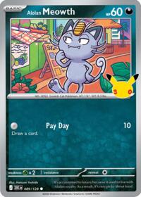 Alolan Meowth - 89/128 - Holofoil - NM - Common - 30th Celebration