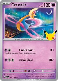 Cresselia - 74/128 - Holofoil - NM - Common - 30th Celebration