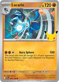 Lucario - 83/128 - Holofoil - NM - Common - 30th Celebration