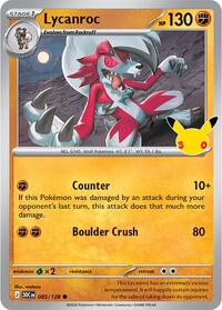 Lycanroc - 85/128 - Holofoil - NM - Common - 30th Celebration