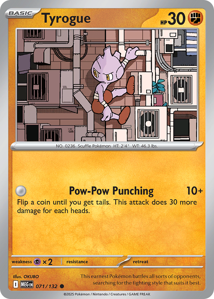 Tyrogue - 71/132 - Reverse Holofoil - NM - Common - Mega Evolution