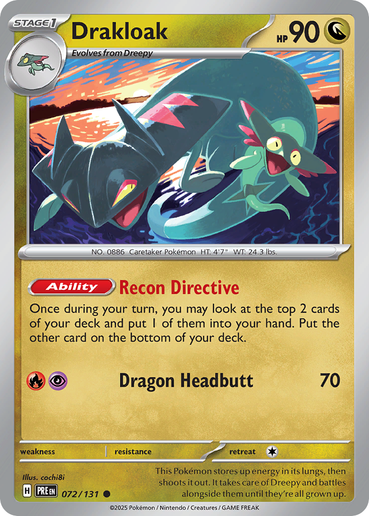 Drakloak - 72/131 - Reverse Holofoil - NM - Common - Prismatic Evolutions