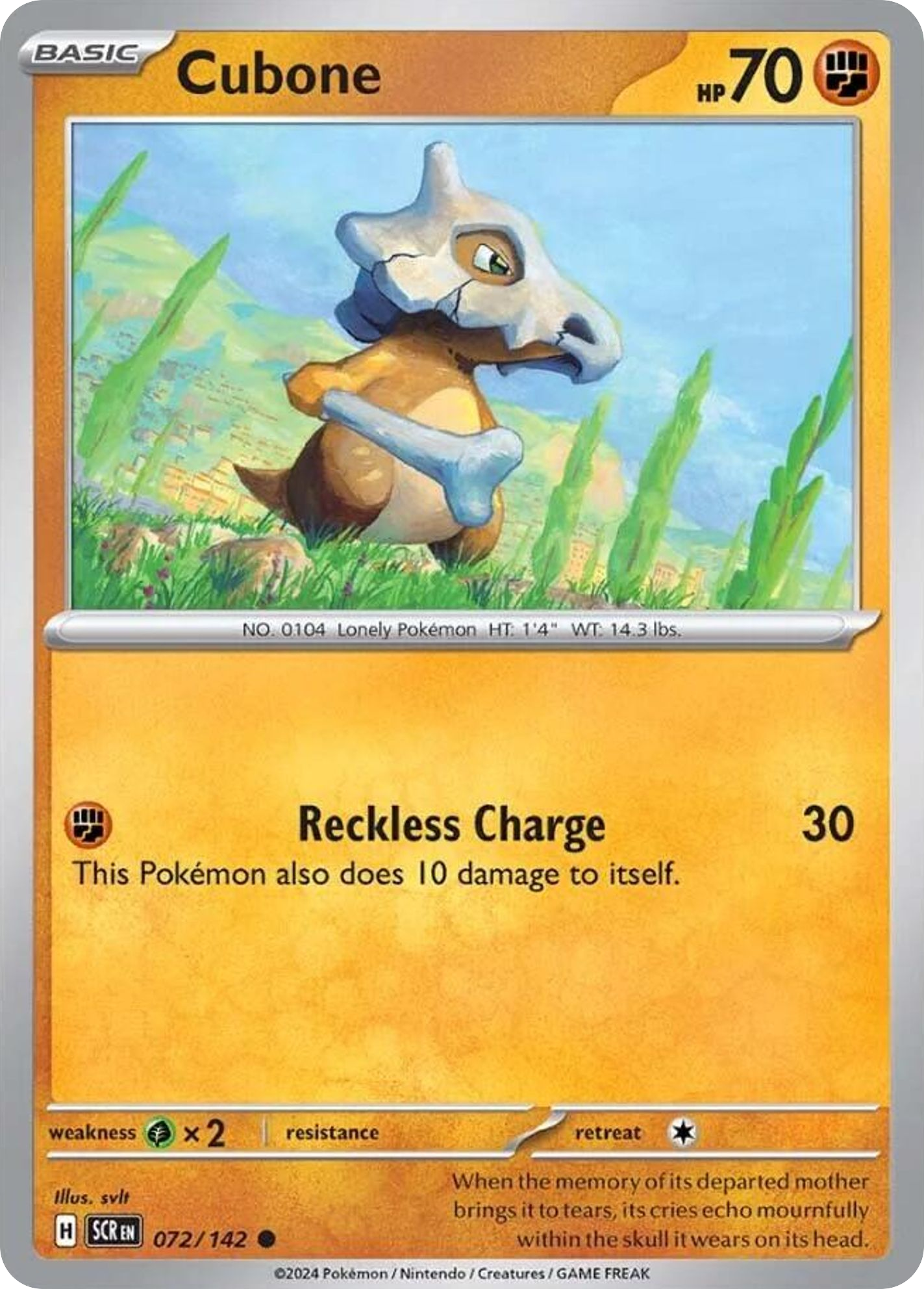 Cubone - 72/142 - Reverse Holofoil - NM - Common - Stellar Crown