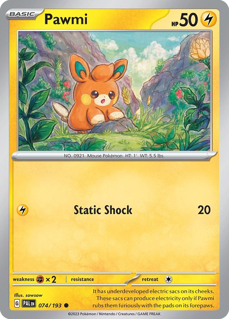 Pawmi - 74/193 - Reverse Holofoil - NM - Common - Paldea Evolved