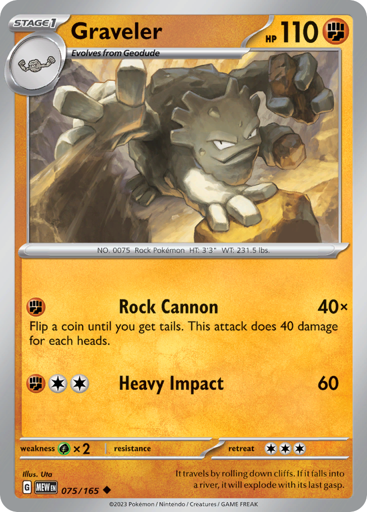Graveler - 75/165 - Reverse Holofoil - NM - Uncommon - 151