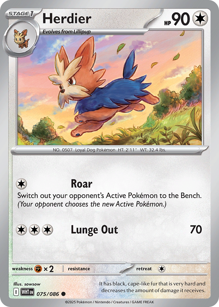 Herdier - 75/86 - Reverse Holofoil - NM - Common - White Flare