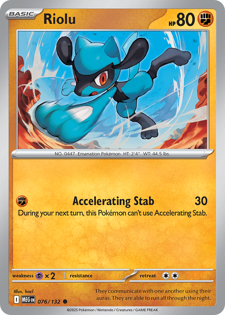 Riolu - 76/132 - Normal - NM - Common - Mega Evolution