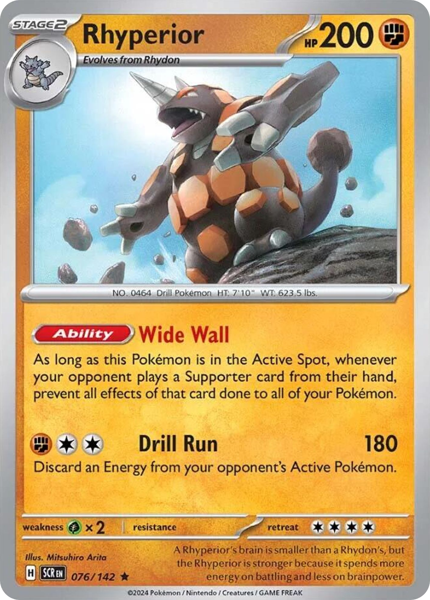 Rhyperior - 76/142 - Holofoil - NM - Rare - Stellar Crown
