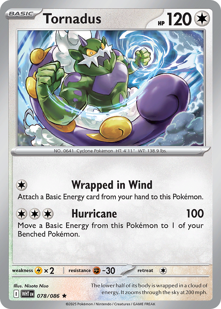 Tornadus - 78/86 - Reverse Holofoil - NM - Rare - White Flare