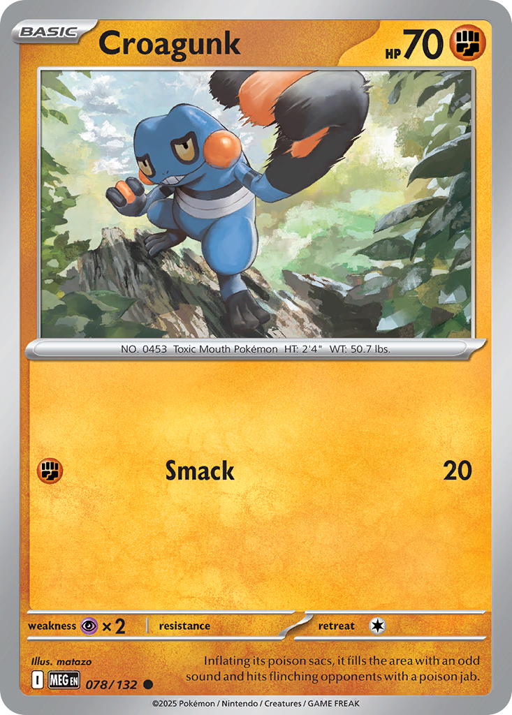 Croagunk - 78/132 - Reverse Holofoil - NM - Common - Mega Evolution