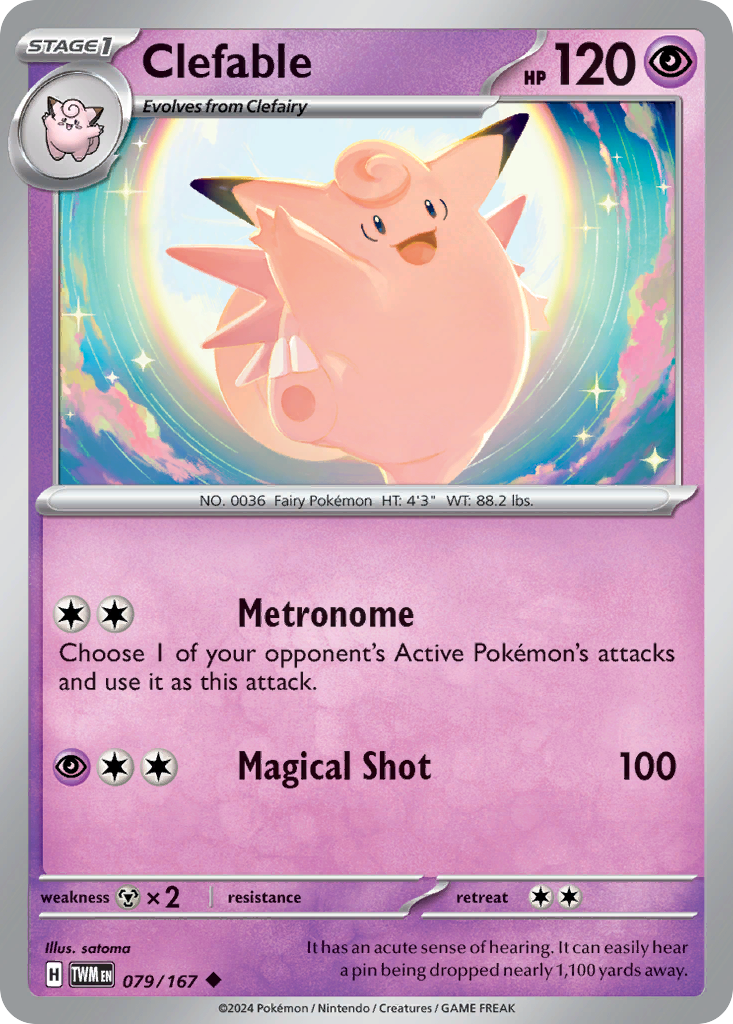 Clefable - 79/167 - Reverse Holofoil - NM - Uncommon - Twilight Masquerade