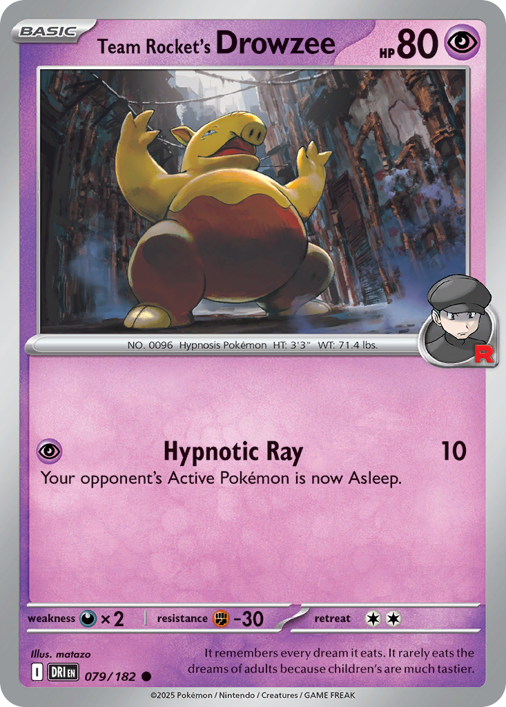 Team Rocket's Drowzee - 79/182 - Reverse Holofoil - NM - Common - Destined Rivals