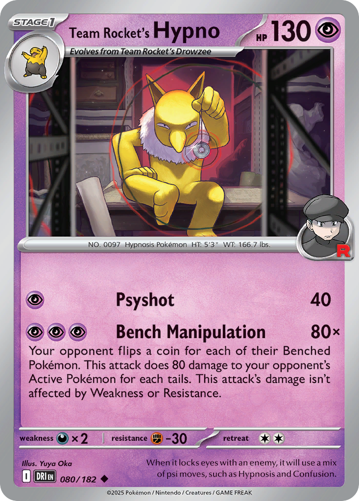 Team Rocket's Hypno - 80/182 - Normal - NM - Uncommon - Destined Rivals