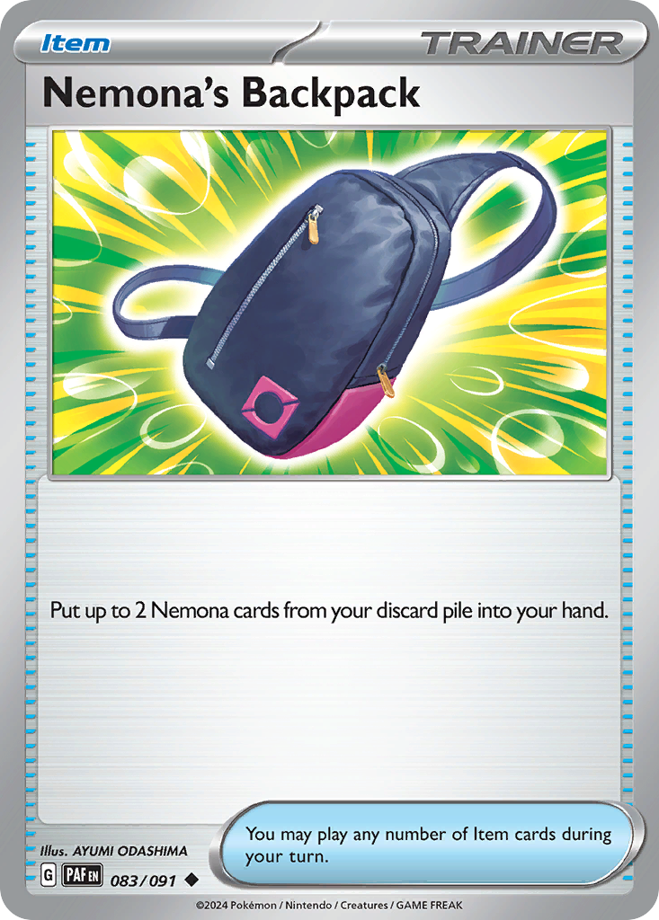 Nemona's Backpack - 83/91 - Normal - NM - Uncommon - Paldean Fates