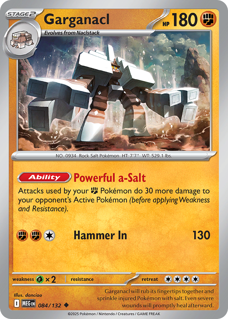 Garganacl - 84/132 - Reverse Holofoil - NM - Uncommon - Mega Evolution