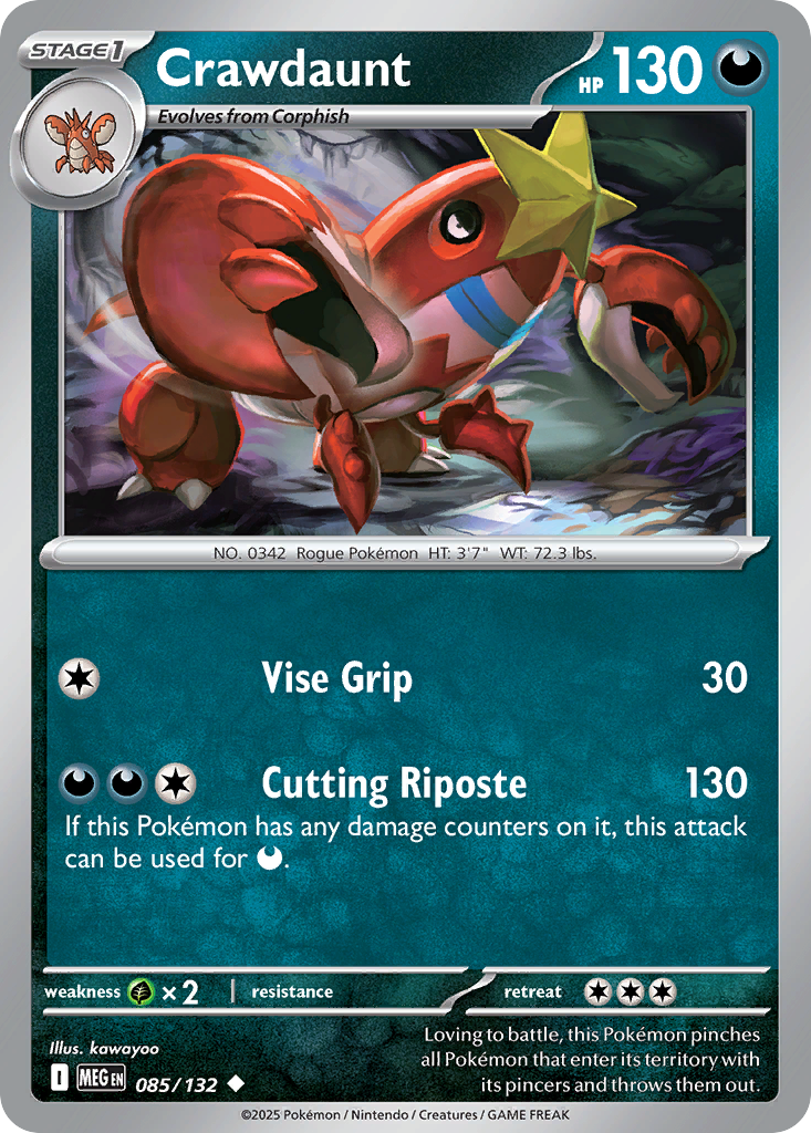 Crawdaunt - 85/132 - Normal - NM - Uncommon - Mega Evolution