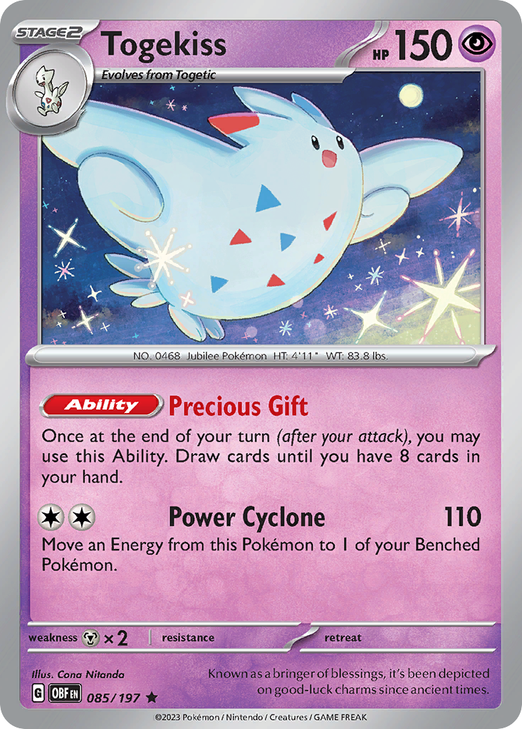 Togekiss - 85/197 - Holofoil - NM - Rare - Obsidian Flames