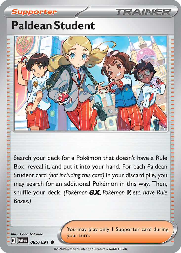 Paldean Student - 85/91 - Reverse Holofoil - NM - Common - Paldean Fates