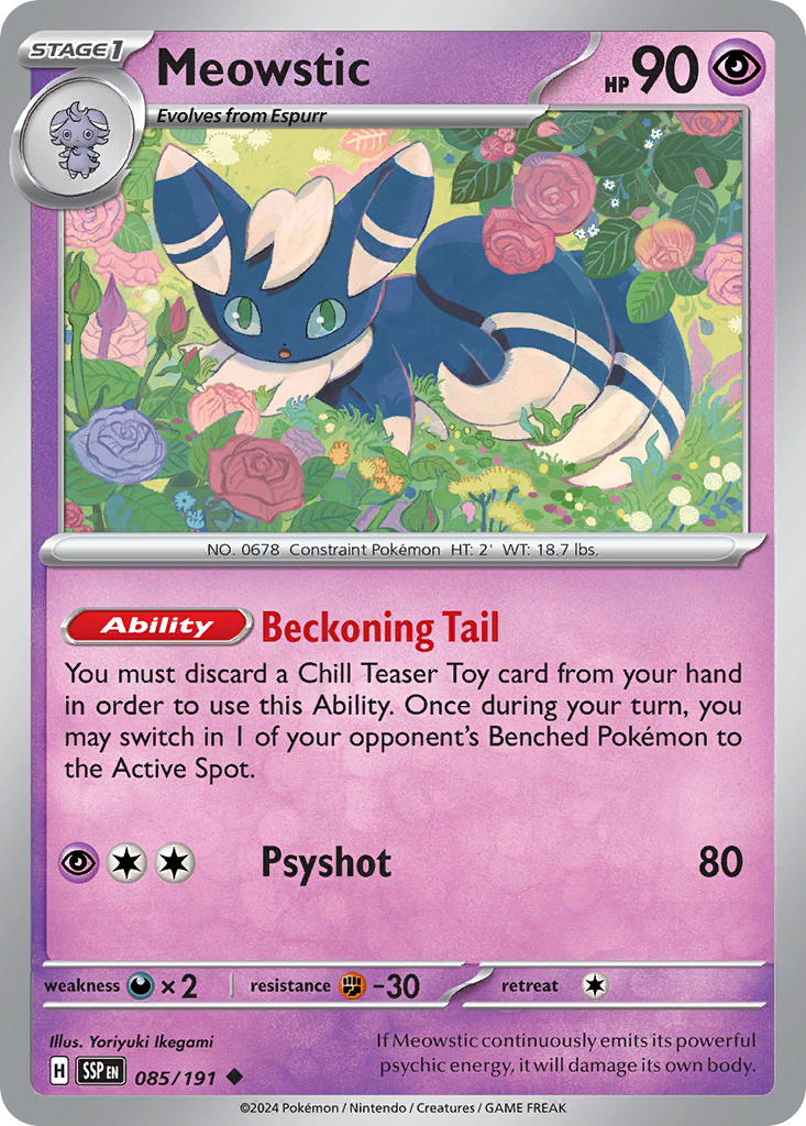 Meowstic - 85/191 - Reverse Holofoil - NM - Uncommon - Surging Sparks
