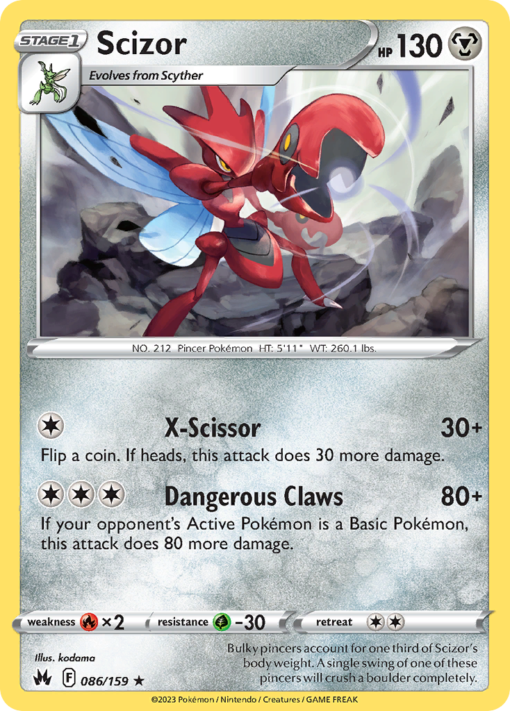 Scizor - 86/159 - Normal - NM - Rare - Crown Zenith