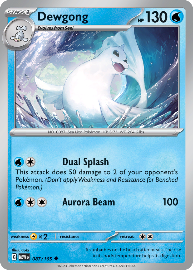 Dewgong - 87/165 - Reverse Holofoil - NM - Uncommon - 151