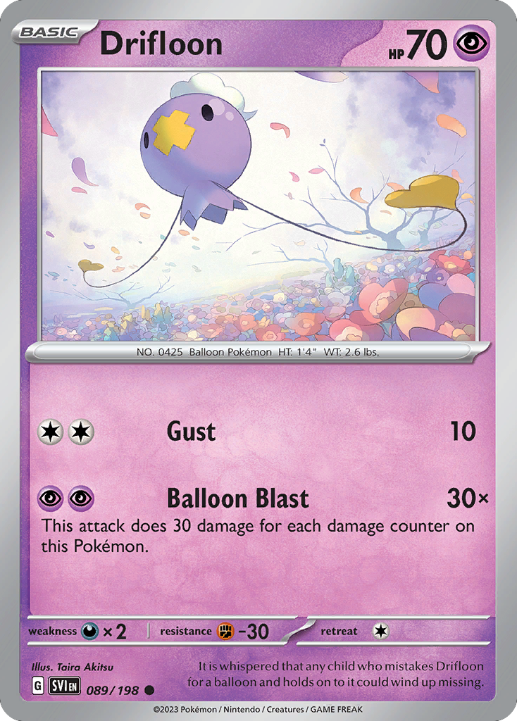 Drifloon - 89/198 - Reverse Holofoil - NM - Common - Scarlet & Violet