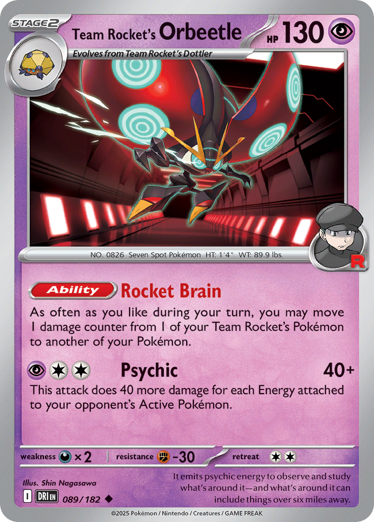 Team Rocket's Orbeetle - 89/182 - Normal - NM - Uncommon - Destined Rivals
