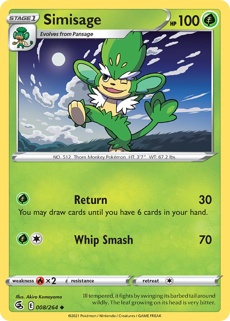 Simisage - 8/264 - Normal - NM - Uncommon - Fusion Strike