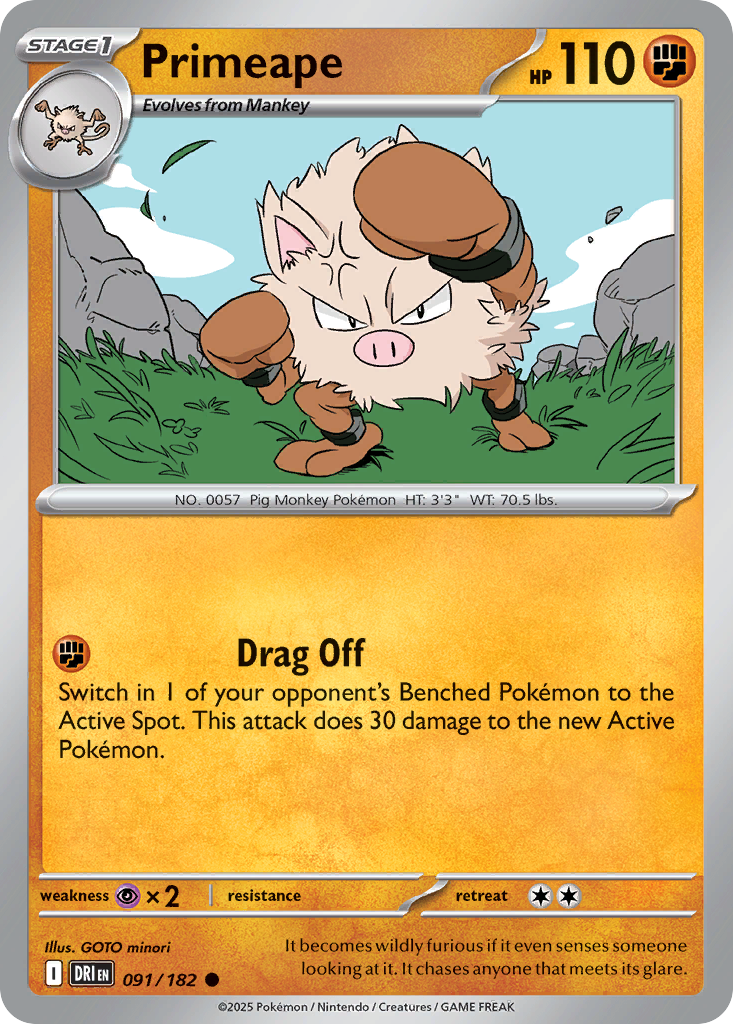 Primeape - 91/182 - Normal - NM - Common - Destined Rivals