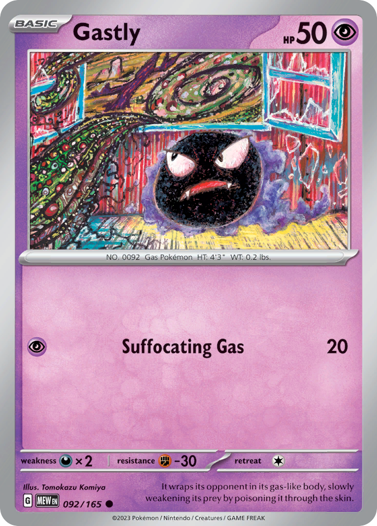 Gastly - 92/165 - Reverse Holofoil - NM - Common - 151