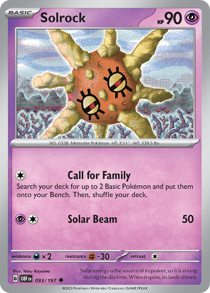 Solrock - 93/197 - Reverse Holofoil - NM - Uncommon - Obsidian Flames