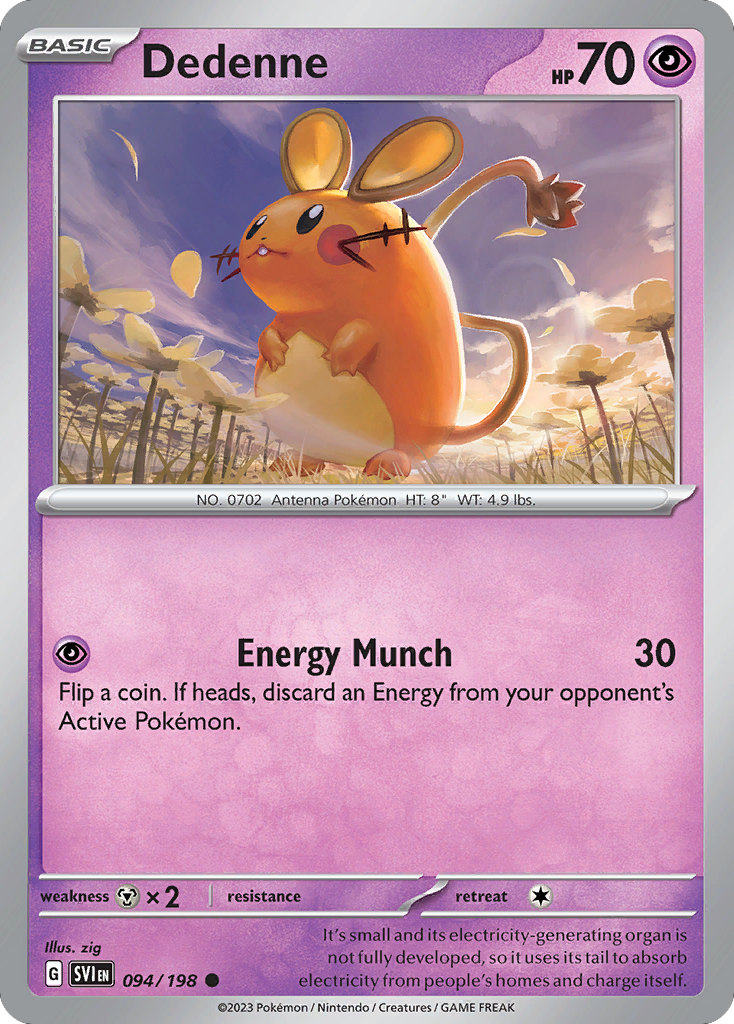 Dedenne - 94/198 - Reverse Holofoil - NM - Common - Scarlet & Violet