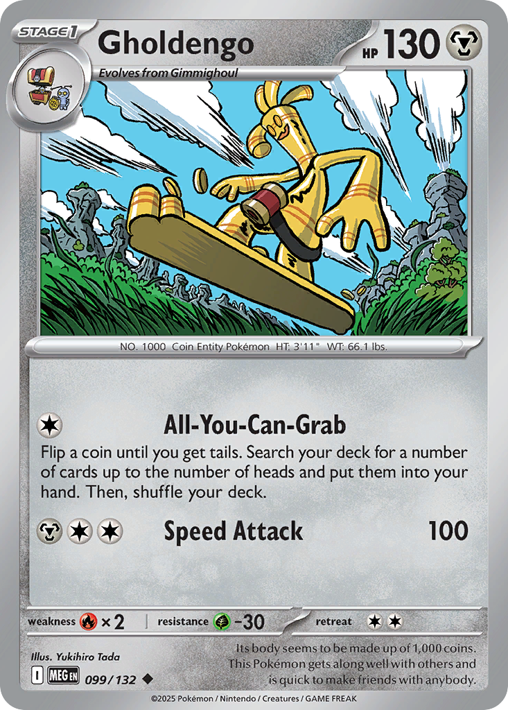 Gholdengo - 99/132 - Reverse Holofoil - NM - Uncommon - Mega Evolution