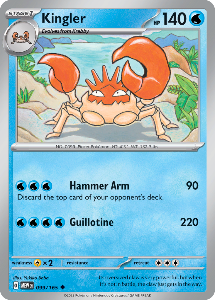 Kingler - 99/165 - Reverse Holofoil - NM - Uncommon - 151