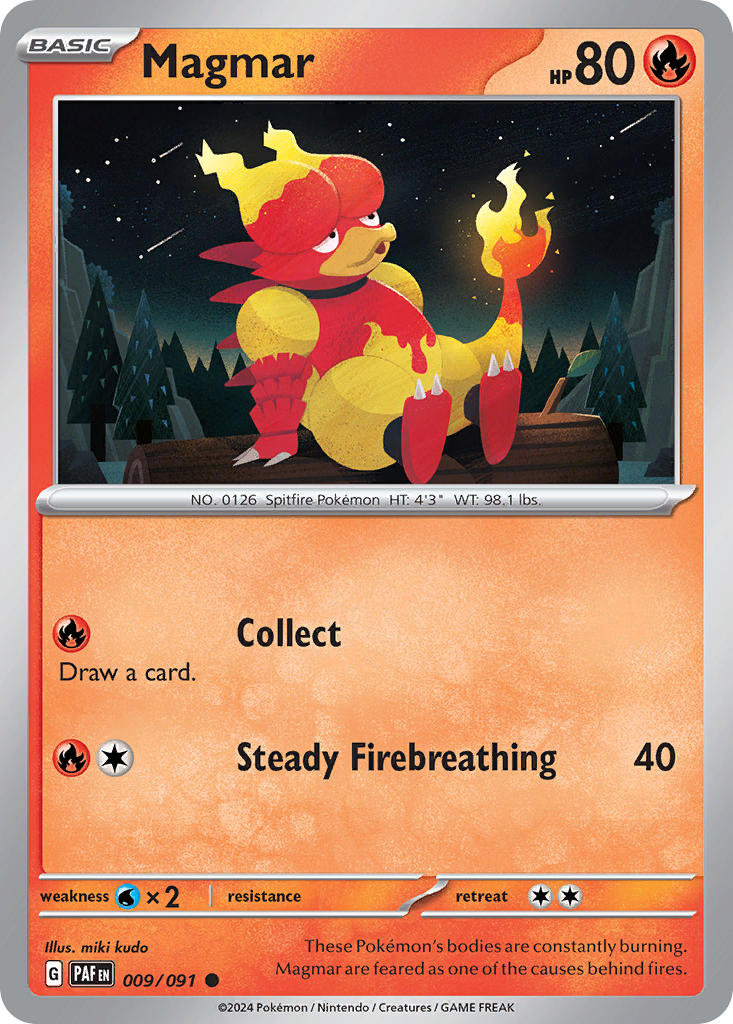 Magmar - 9/91 - Normal - NM - Common - Paldean Fates