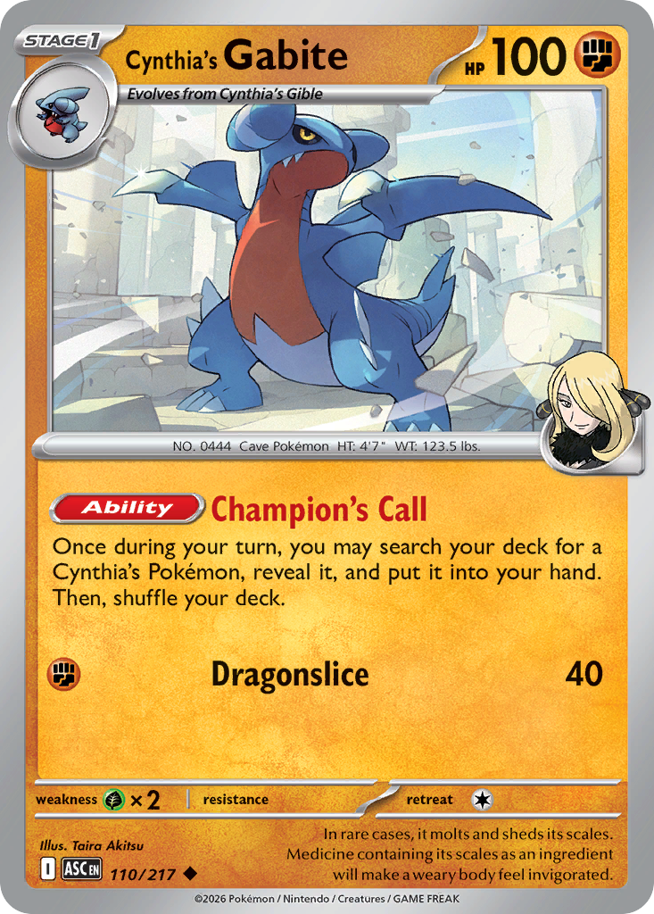Cynthia's Gabite - 110/217 - Normal - NM - Uncommon - Ascended Heroes