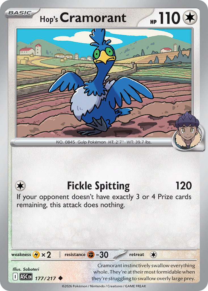 Hop's Cramorant (Poke Ball) - 177/217 - Reverse Holofoil - NM - Uncommon - Ascended Heroes
