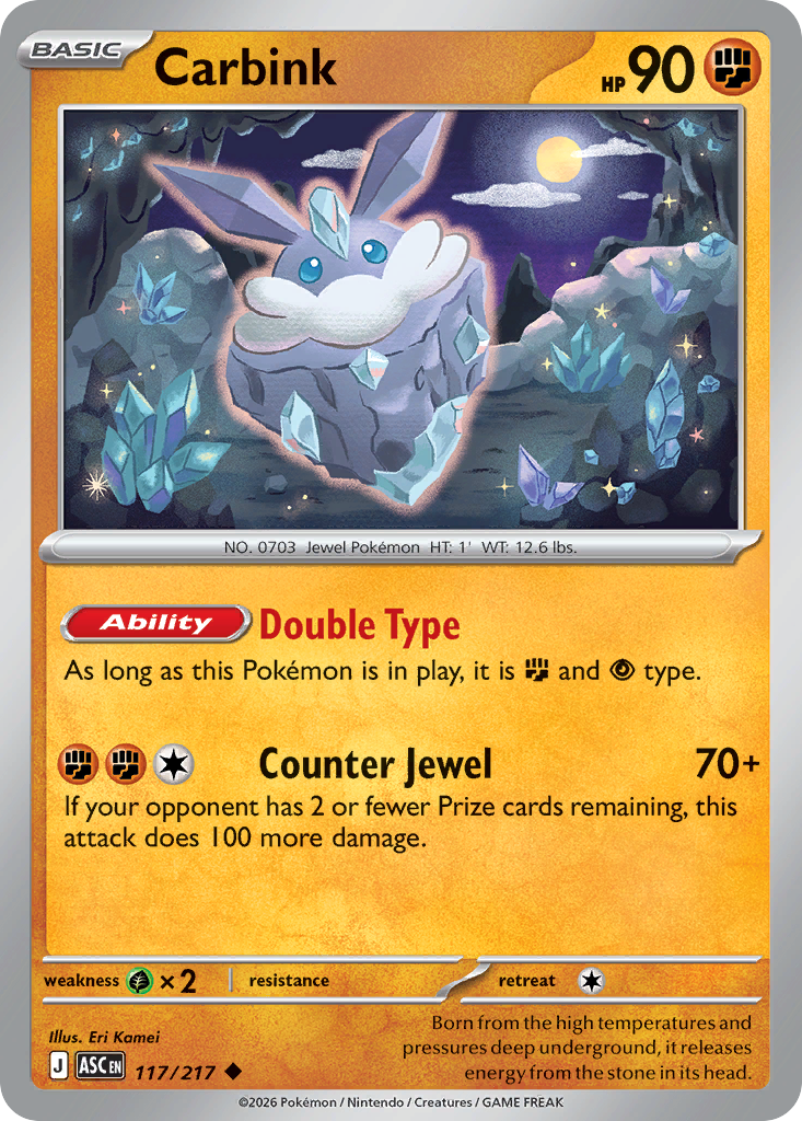 Carbink (Energy Symbol Pattern) - 117/217 - Reverse Holofoil - NM - Uncommon - Ascended Heroes