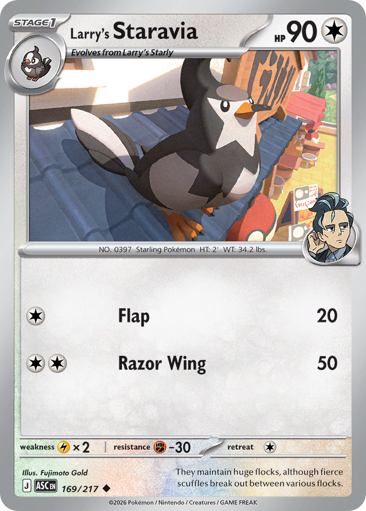 Larry's Staravia (Poke Ball) - 169/217 - Reverse Holofoil - NM - Uncommon - Ascended Heroes