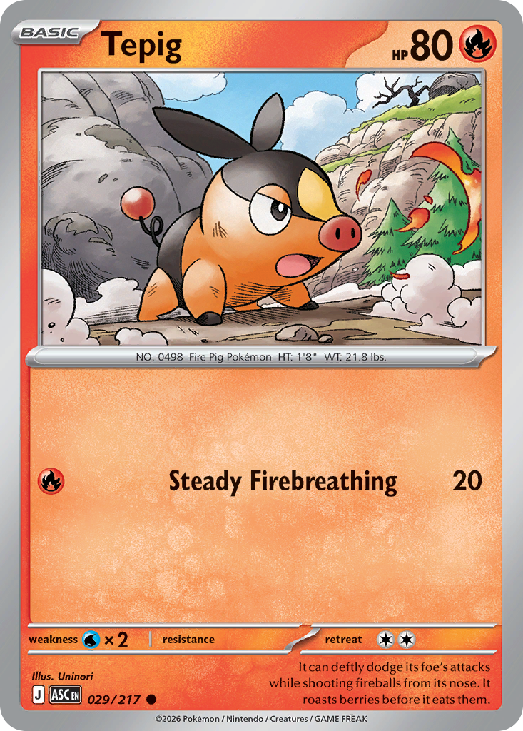 Tepig (Energy Symbol Pattern) - 29/217 - Reverse Holofoil - NM - Common - Ascended Heroes