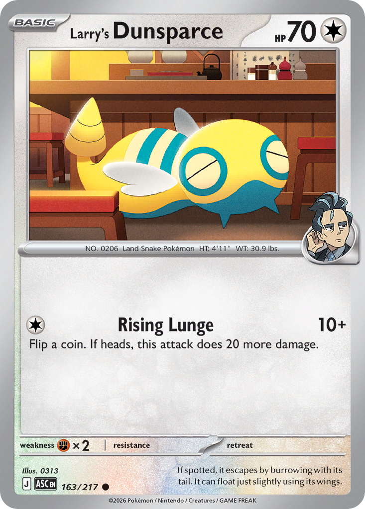 Larry's Dunsparce (Poke Ball) - 163/217 - Reverse Holofoil - NM - Common - Ascended Heroes