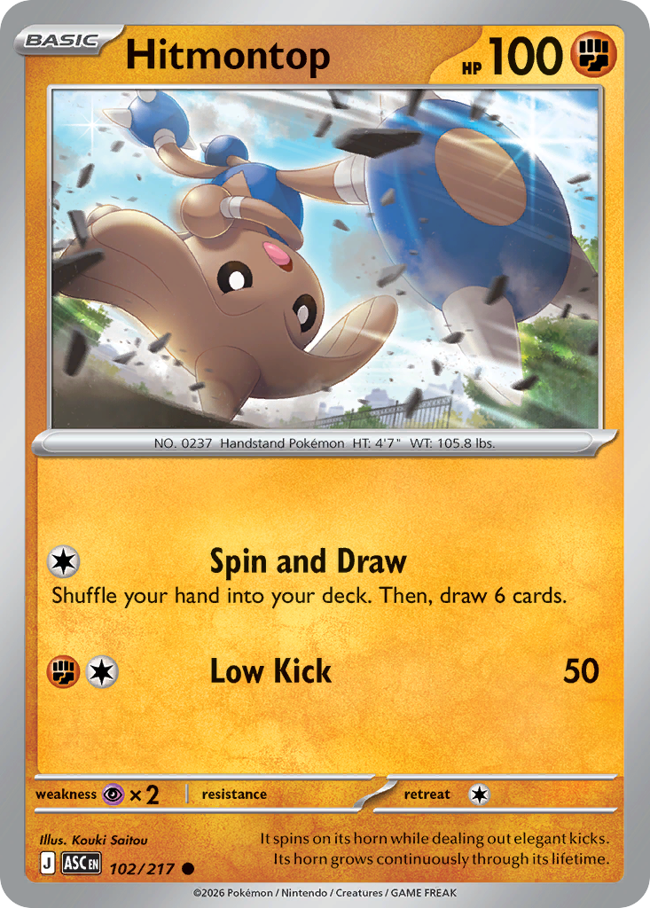 Hitmontop (Energy Symbol Pattern) - 102/217 - Reverse Holofoil - NM - Common - Ascended Heroes