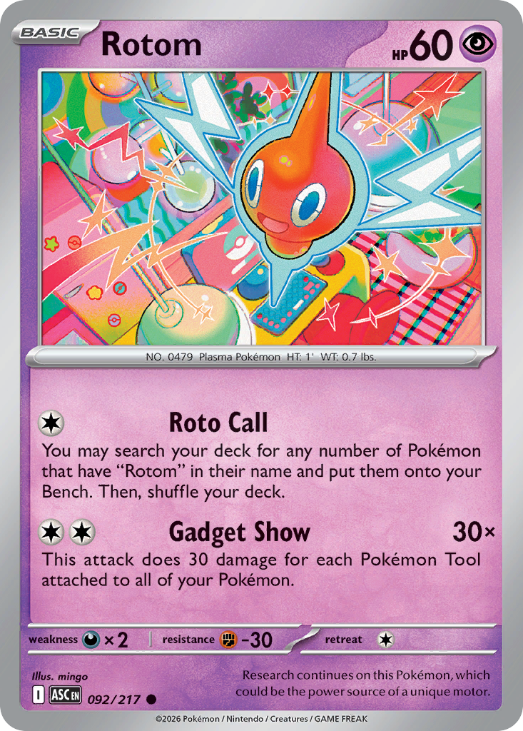 Rotom (Energy Symbol Pattern) - 92/217 - Reverse Holofoil - NM - Common - Ascended Heroes